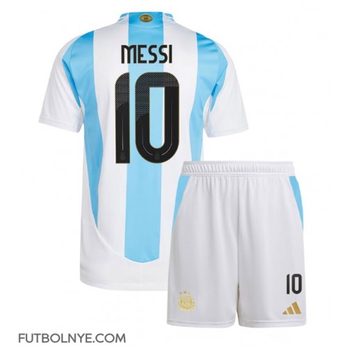 Camiseta Argentina Lionel Messi #10 Primera Equipación para niños Copa America 2024 manga corta (+ pantalones cortos)